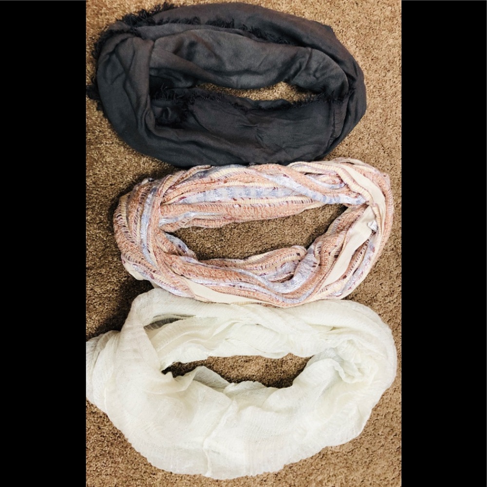 3 “infinity” style scarves. excellent condition.